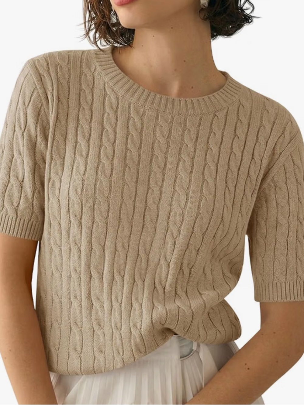 Amazon Womens Cable Knit Sweater Short Sleeve